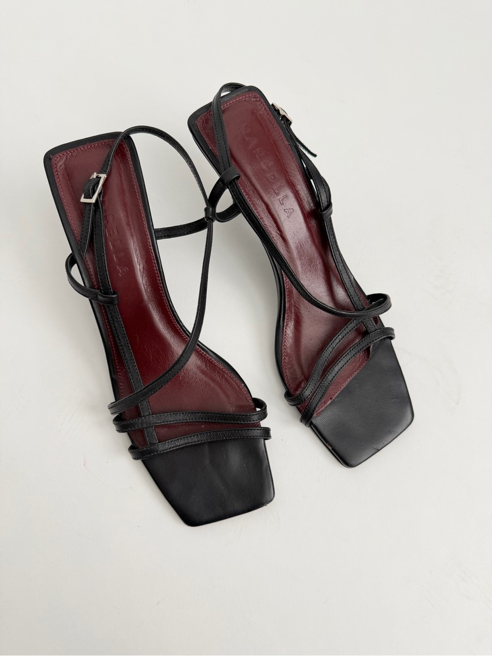 Marcella NYC Black Strappy Square-Toe Women's Sandals size 39 square toe